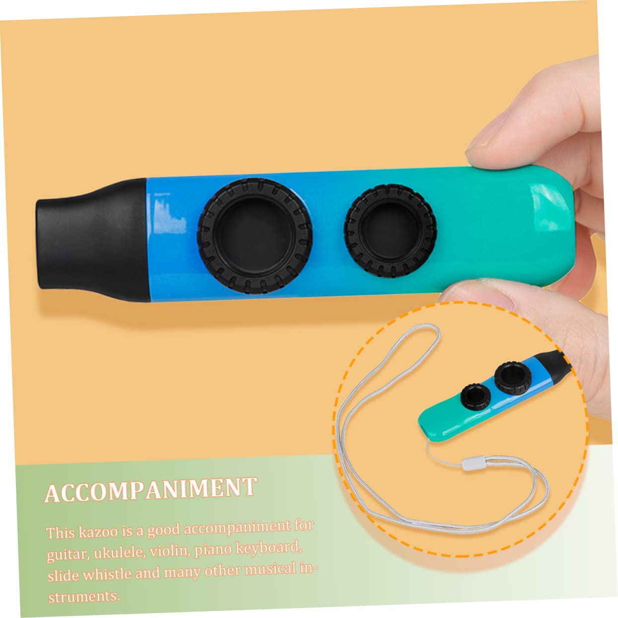 BESTonZON 2juegos Kazoo Doble Orificio Para Niño Niña Instrumento Musical Profesional Para Acompañar Guitarra Ukulele y Kazoo De Degradado Fácil De Usar y Portátil
