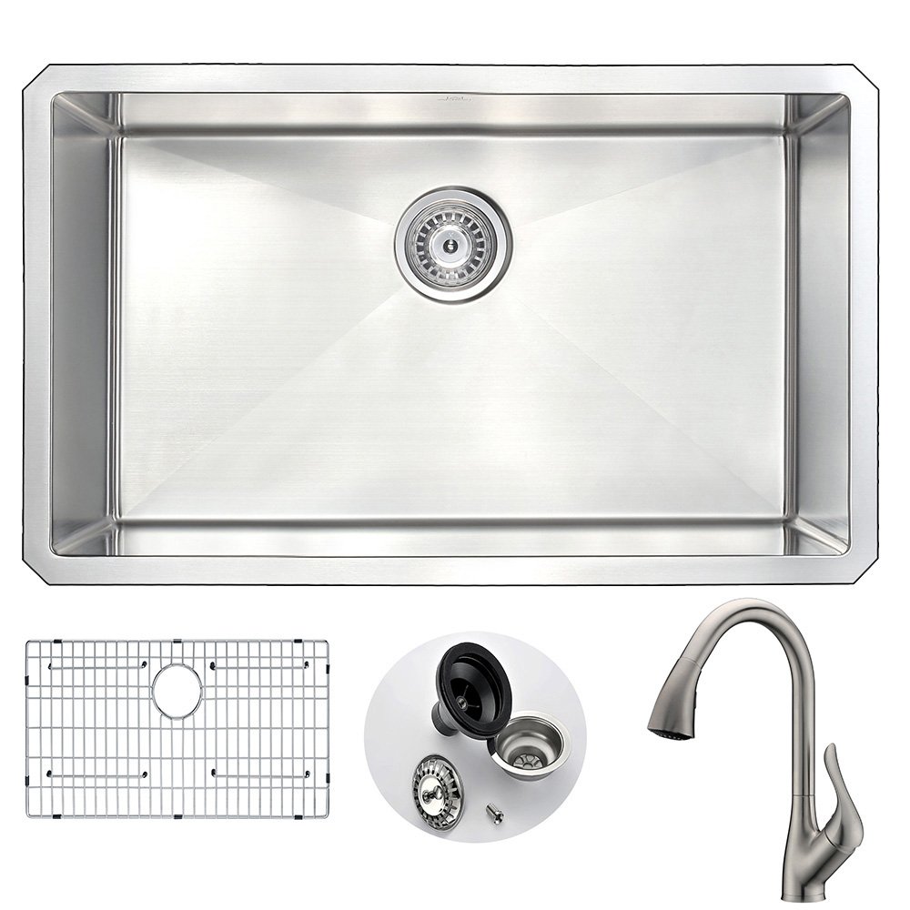 ANZZI Vanguard Undermount 30 in. Single Bowl Kitchen Sink with