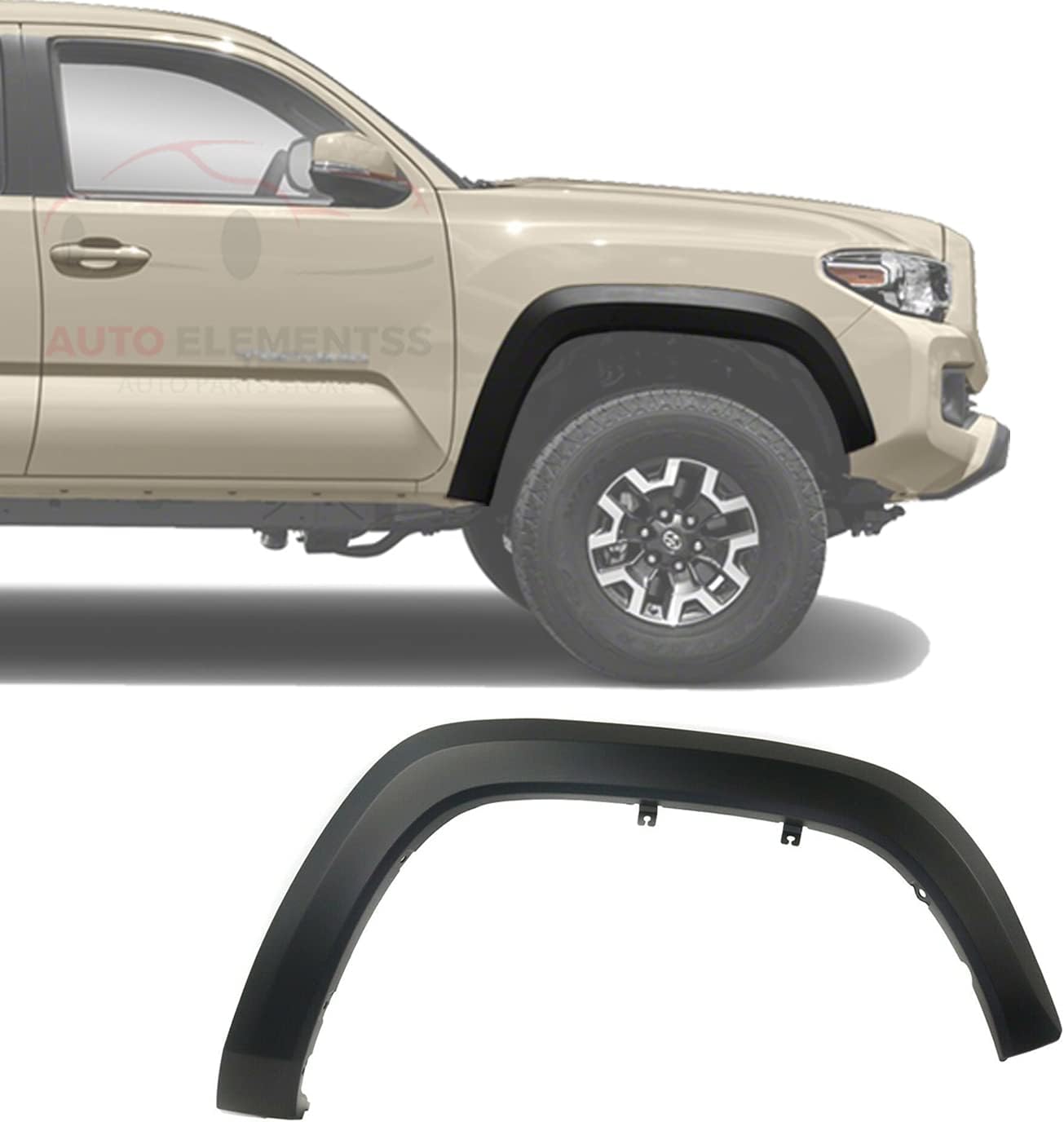 Fender Flare Trim Molding Primed Plastic Front Passenger Side For 2016-2023 Toyota Tacoma Direct Replacement