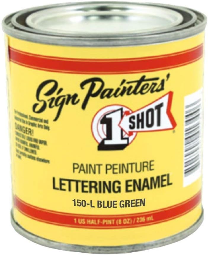 WTD ONE-150L-4Z 0.25 Pint 1 Shot Sign Lettering Enamel 150L Blue Green Paint - 4 oz