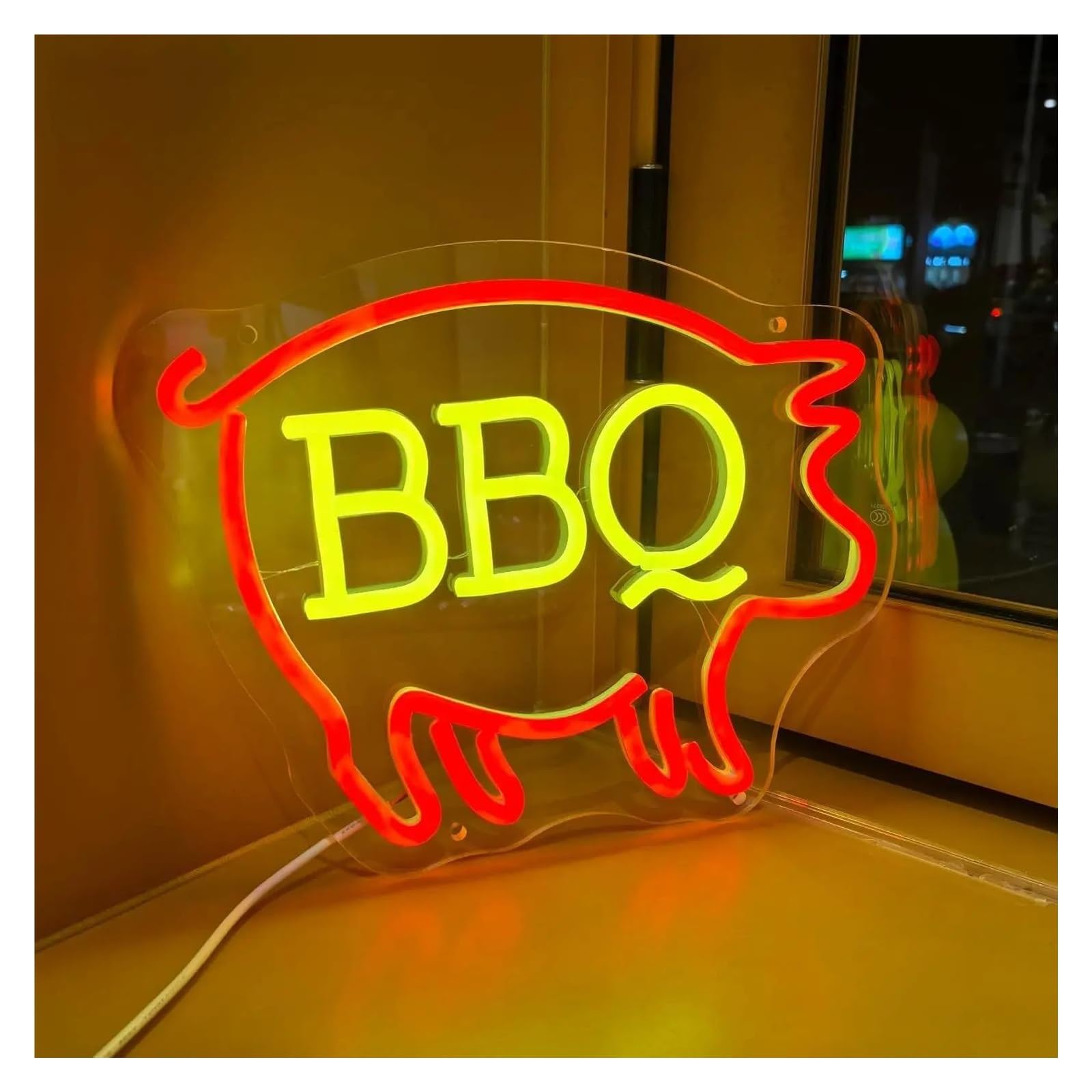 LEMST Sign Lamp BBQ Neon Signs, Suitable for Bars, Grills and Restaurants, Lighting Up Wall Art, Suitable for Food Shops and Bars 22.86x30cm