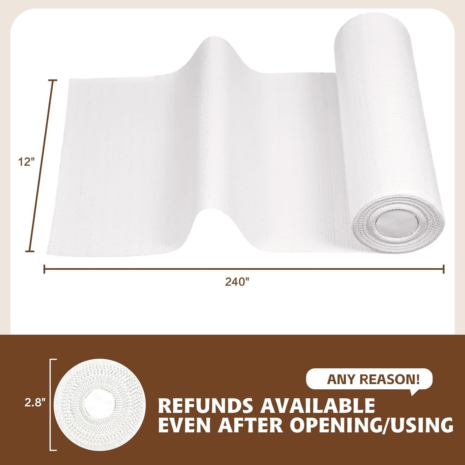 Shelf Liners for Kitchen Cabinets Non Adhesive Drawer Liner 23.4in x 20FT Pure White Thickened Shelf Liner Strong Non-Slip Easy to Clean for Tool Box Refrigerator with Knife and Tape Measure