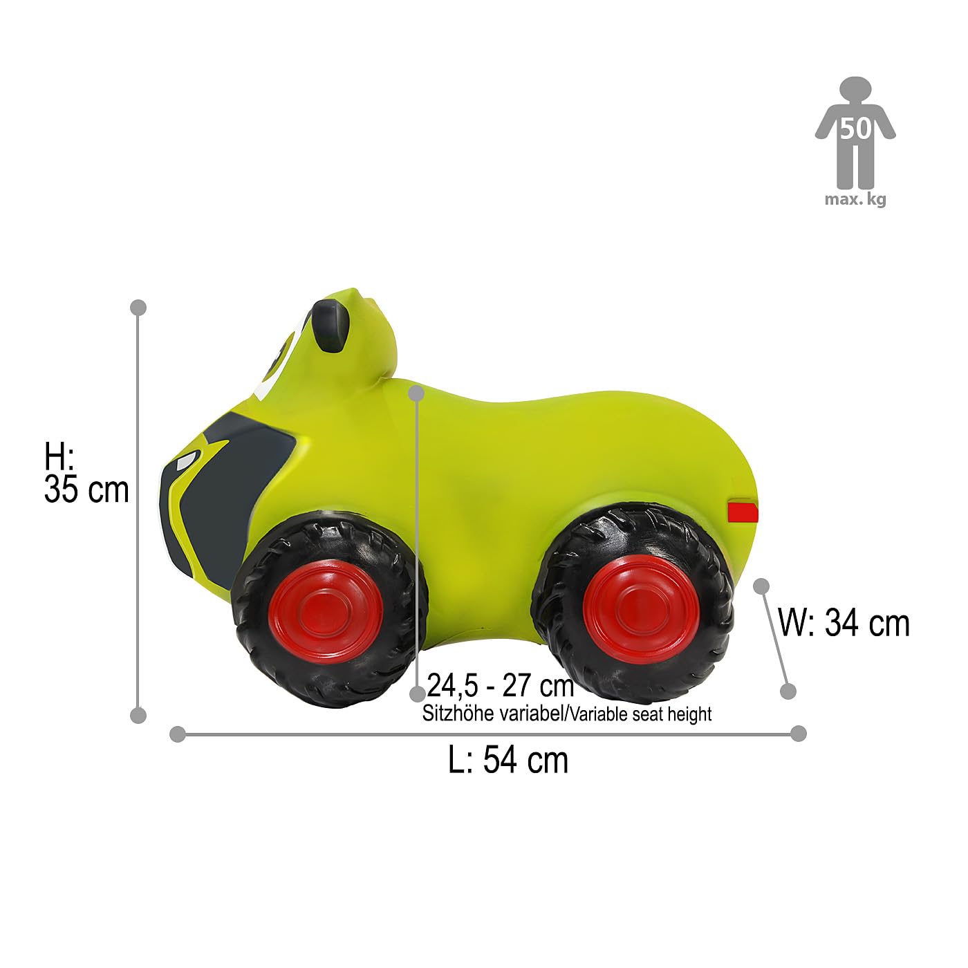 JAMARA 466010 Claas HoppyDoo - Juguete para niños, Juguete para Saltar para niños en Interiores y Exteriores, Regalo para niños, Juguete de jardín, Rebote, fácil de Limpiar, sin BPA, con Bomba
