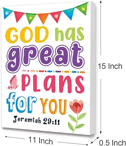 Miniatura 2 de Lienzo con versículo bíblico para niños, Dios tiene grandes planes para ti, pintura en lienzo para decoración de pared para niños, lienzo religioso