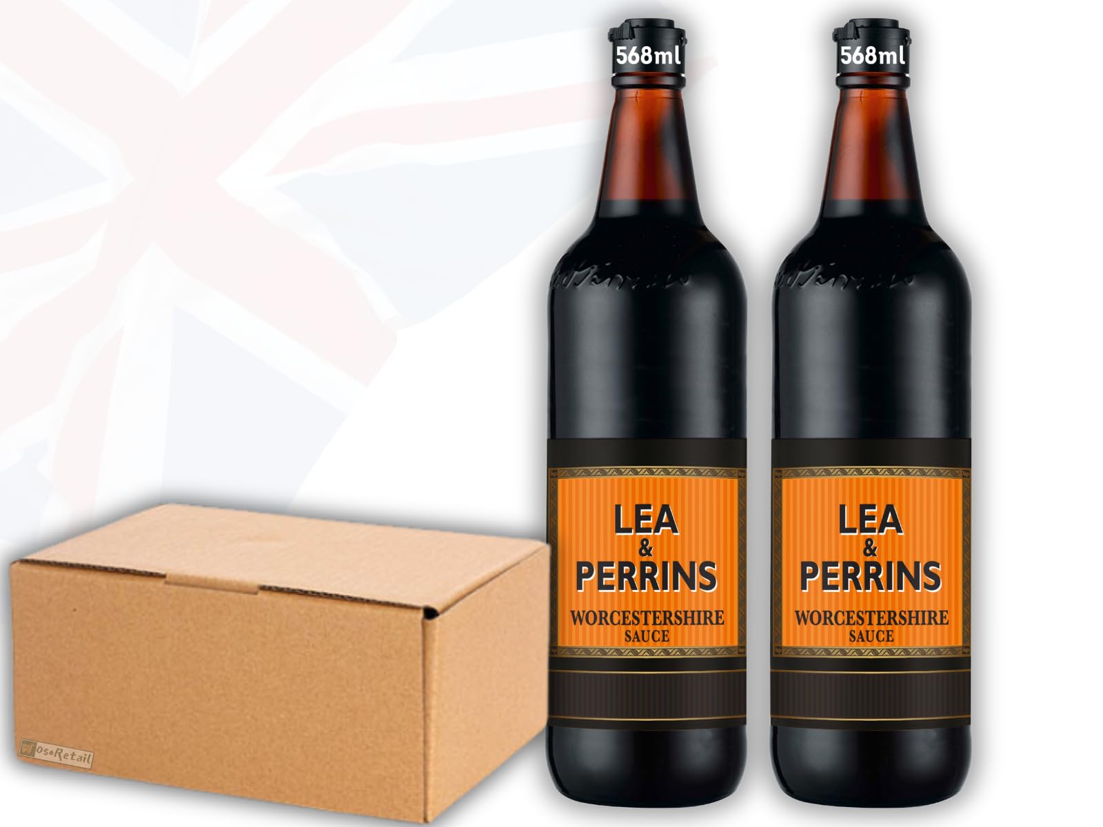 OsoRetail lote de salsa original Worcestershire de Lea & Perrins | en embalaje de protección especial | 2 x 568ml