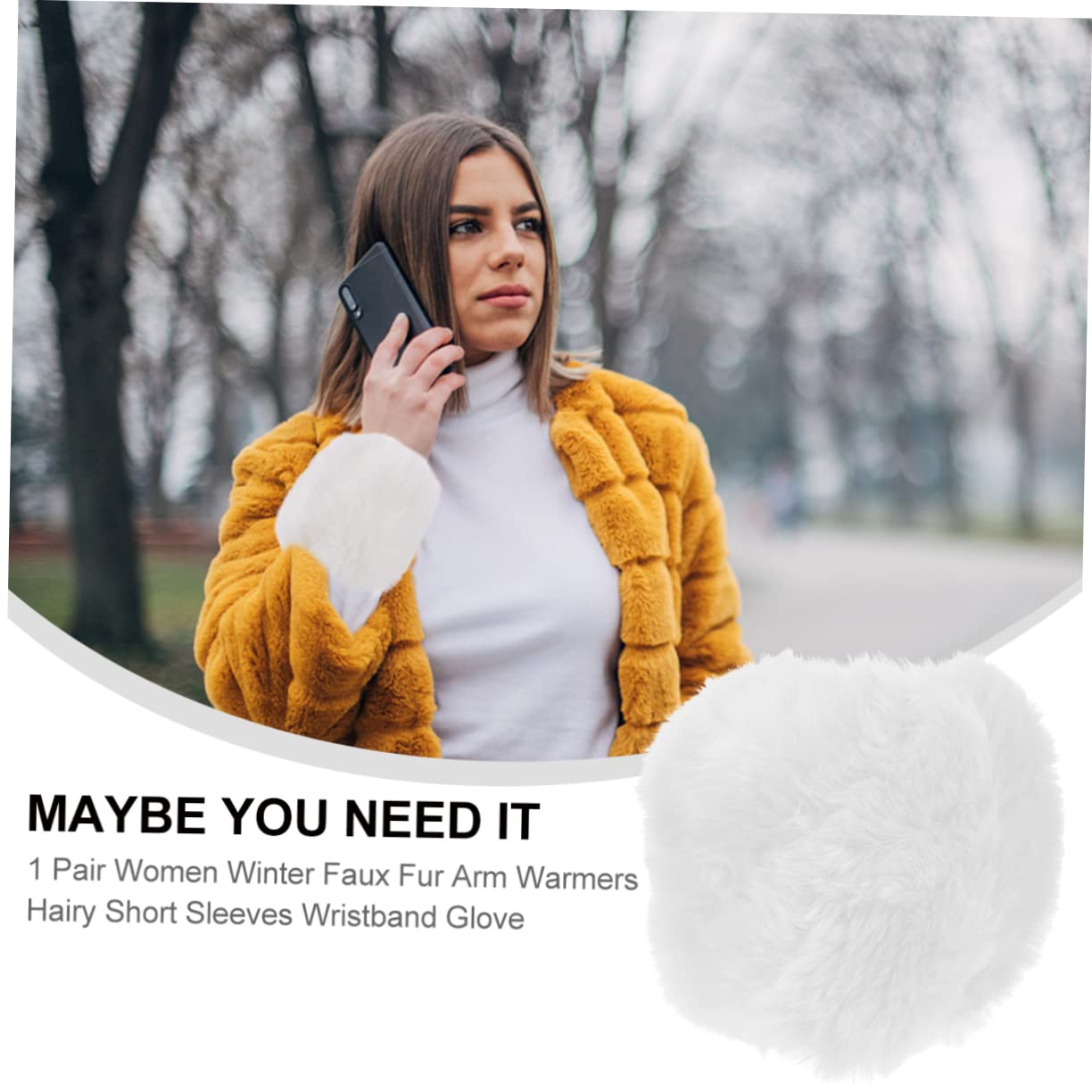 TOVINANNA Women's Winter Warm Gloves Open Finger Gloves Faux Fur Sleeves Arm Covers for Cold Weather Adult Mittens Furry Wrist Cuff Warmer