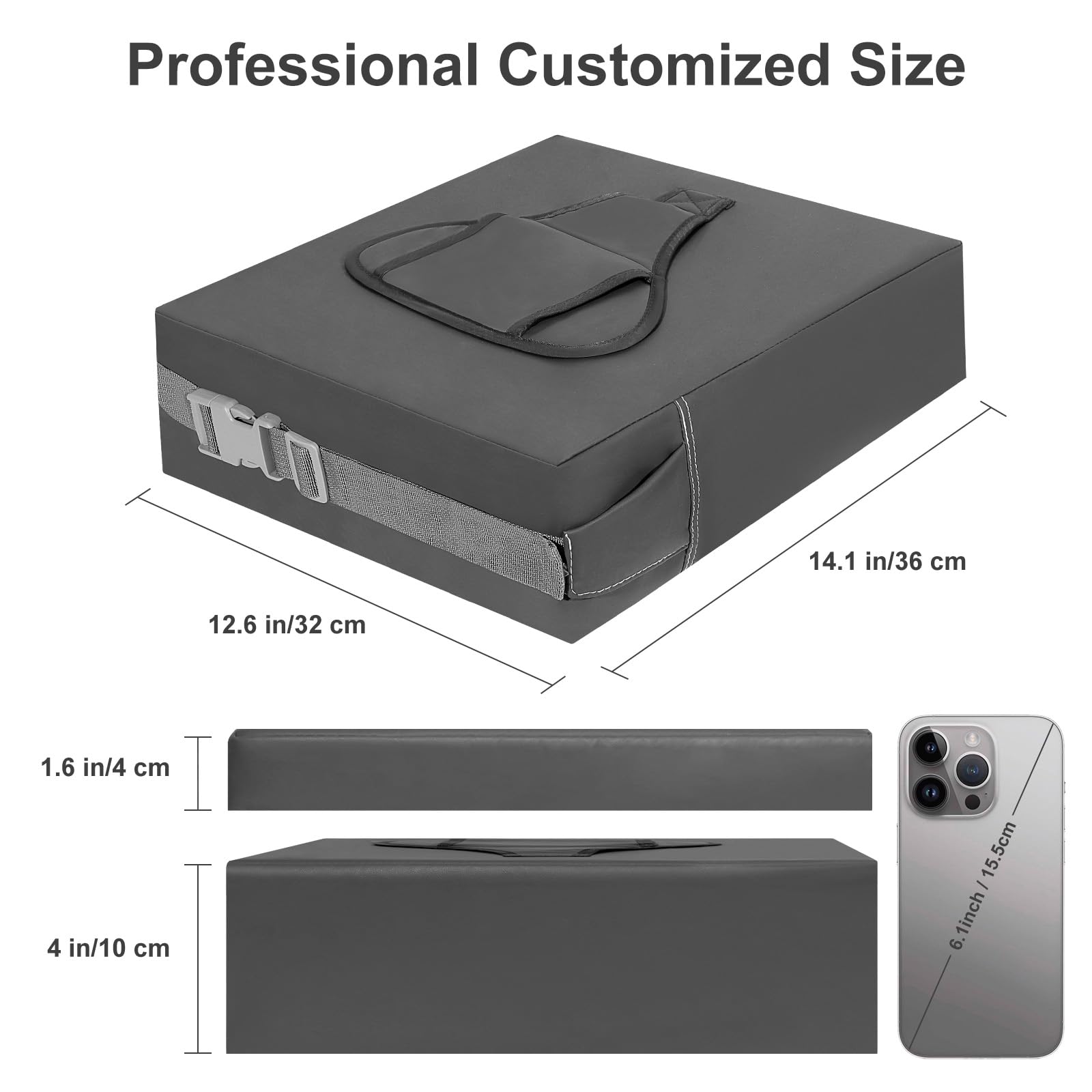 Czrrzl Toddler Booster Seat for Dining Table Kitchen Chair, Waterproof Non-Slip with Backrest & Adjustable Straps, Portable PU Travel Baby Kids Booster Seat Cushion