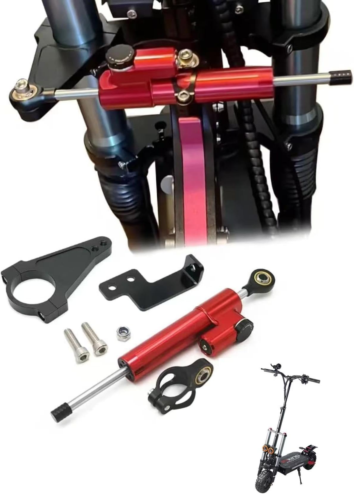 V7 Electric Scooter Shock Absorber Auxiliary Steering Bracket Steering Damper High-Speed Dual Drive Electric Scooter Steering Kit Suitable V7/Teewing X5 BOYUEDA/Yume/TIFGALOP