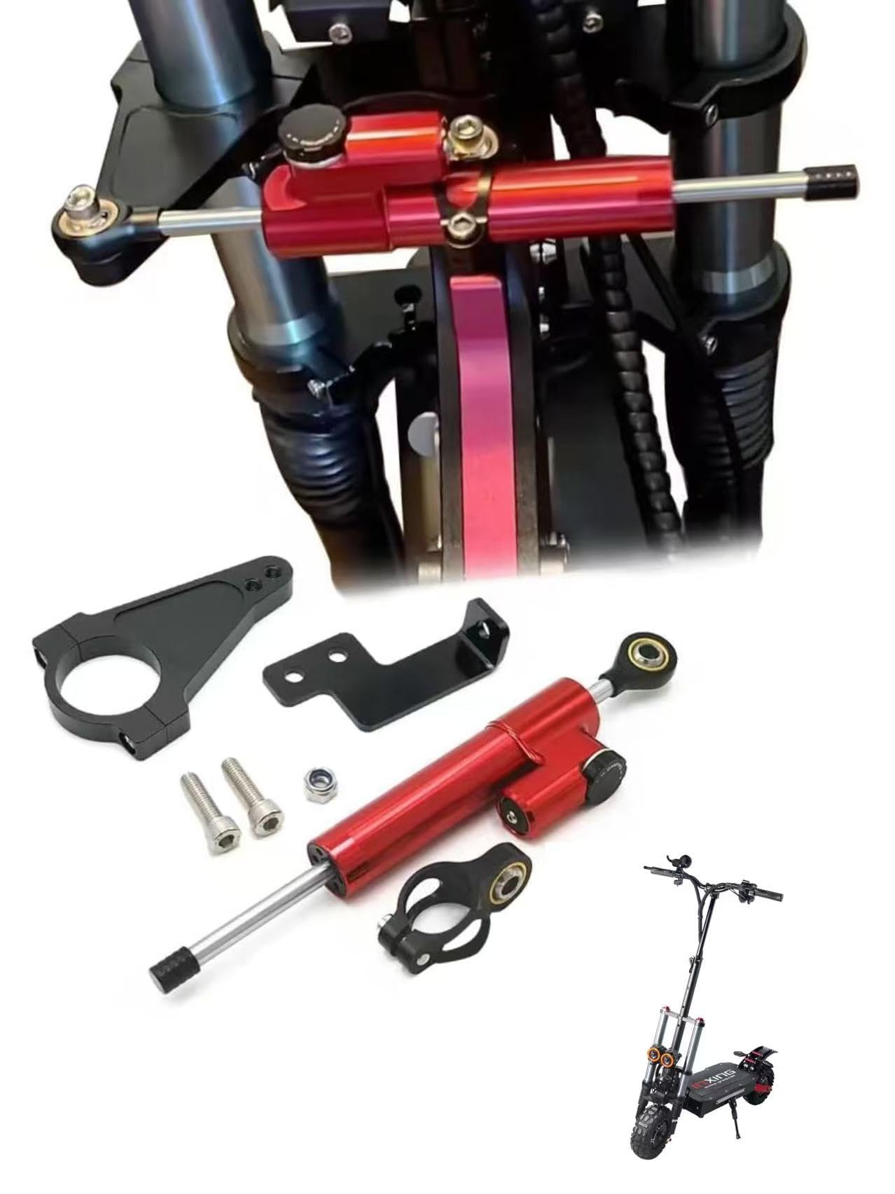 V7 Electric Scooter Shock Absorber Auxiliary Steering Bracket Steering Damper High-Speed ​​Dual Drive Electric Scooter Steering Kit Suitable V7/Teewing X5 BOYUEDA/Yume/TIFGALOP