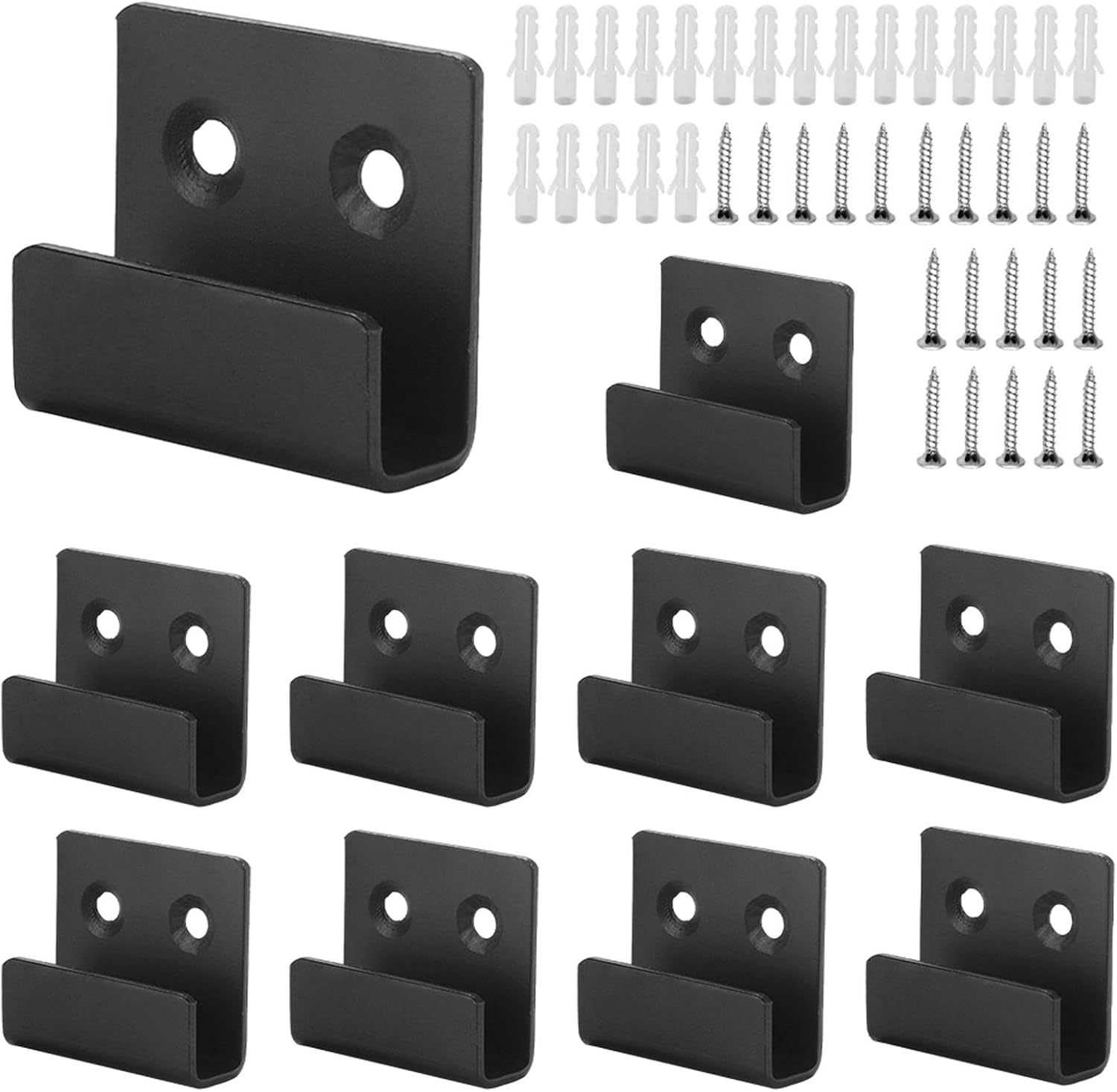 Dynozoom 10 Pcs Wall Hooks Heavy Duty Black U Mirror Hooks Stainless Steel Picture Rail Hooks
