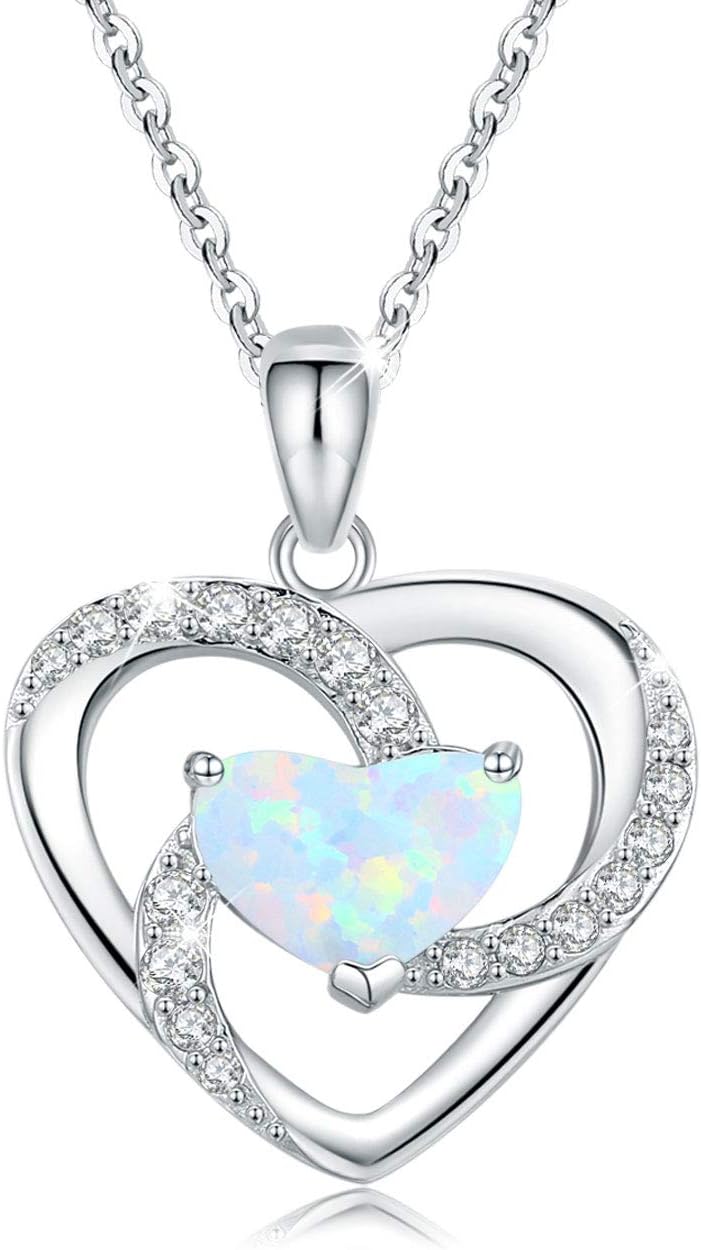 Sterling Silver Heart Pendant Necklace for Women with Jewelry Box