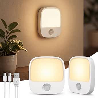 EZVALO Rechargeable Motion Sensor Night Lights, 2 Pack Magnetic Stick-On LED Lights with 3 Color Temperatures