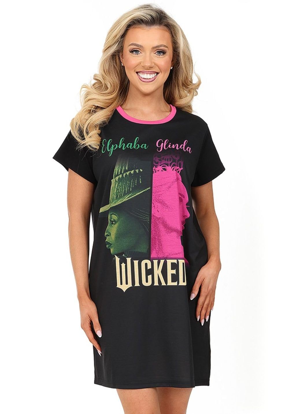 Wicked Womens Nightdress Ladies Nightie Cotton Nightgown (12-14) Black