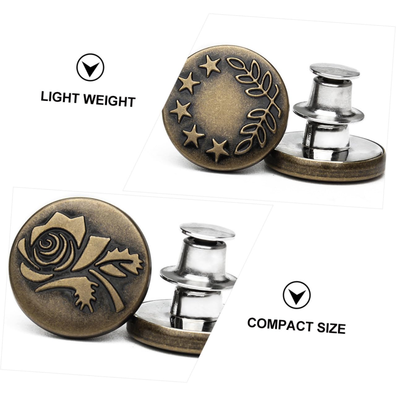 TEHAUX 3sets Bottoni Instantanei Regolabili Per Jeans Chiusura Metallo Rimovibile Senza Cucitura Pratico Per Abbigliamento e Accessori Design Durevole e Facile Da Usare
