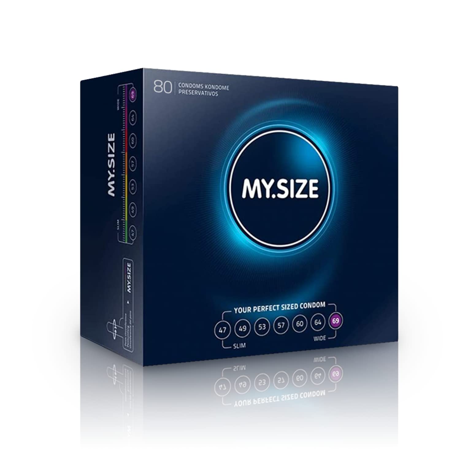 My Size Classic Condoms 7 I 69 mm Width I 80 Pieces Mega Pack I Premium Extra Thin I True to Touch Gossamer I 0.07 mm Wall Thickness I Vegan I for Men