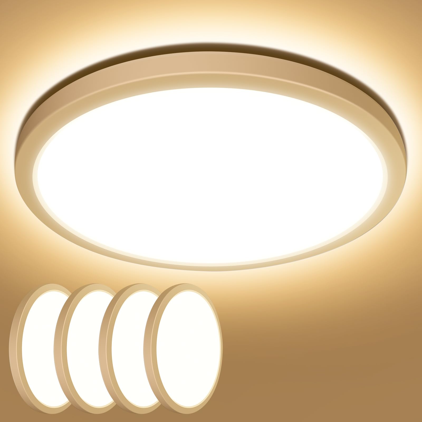 Lepro Deckenlampe 18W, IP44 Wasserfest Deckenleuchte，3000K 1800LM Badezimmer Lampe, Warmweiß Deckenleuchte Badezimmer, ideal Badezimmerlampe Decke für Bad Schlafzimmer Flur Wohnzimmer, Ø22cm, 4 Stücke