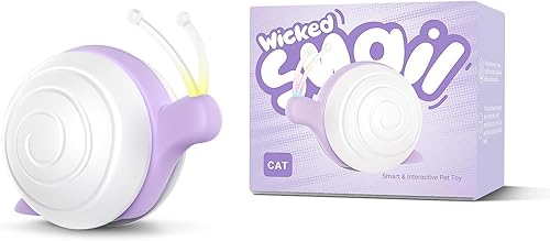 Cheerble Juguete interactivo para gatos de interior, caracol malvado, 2024 actualizado, juguetes automáticos para gatos con luces LED, juguete móvil
