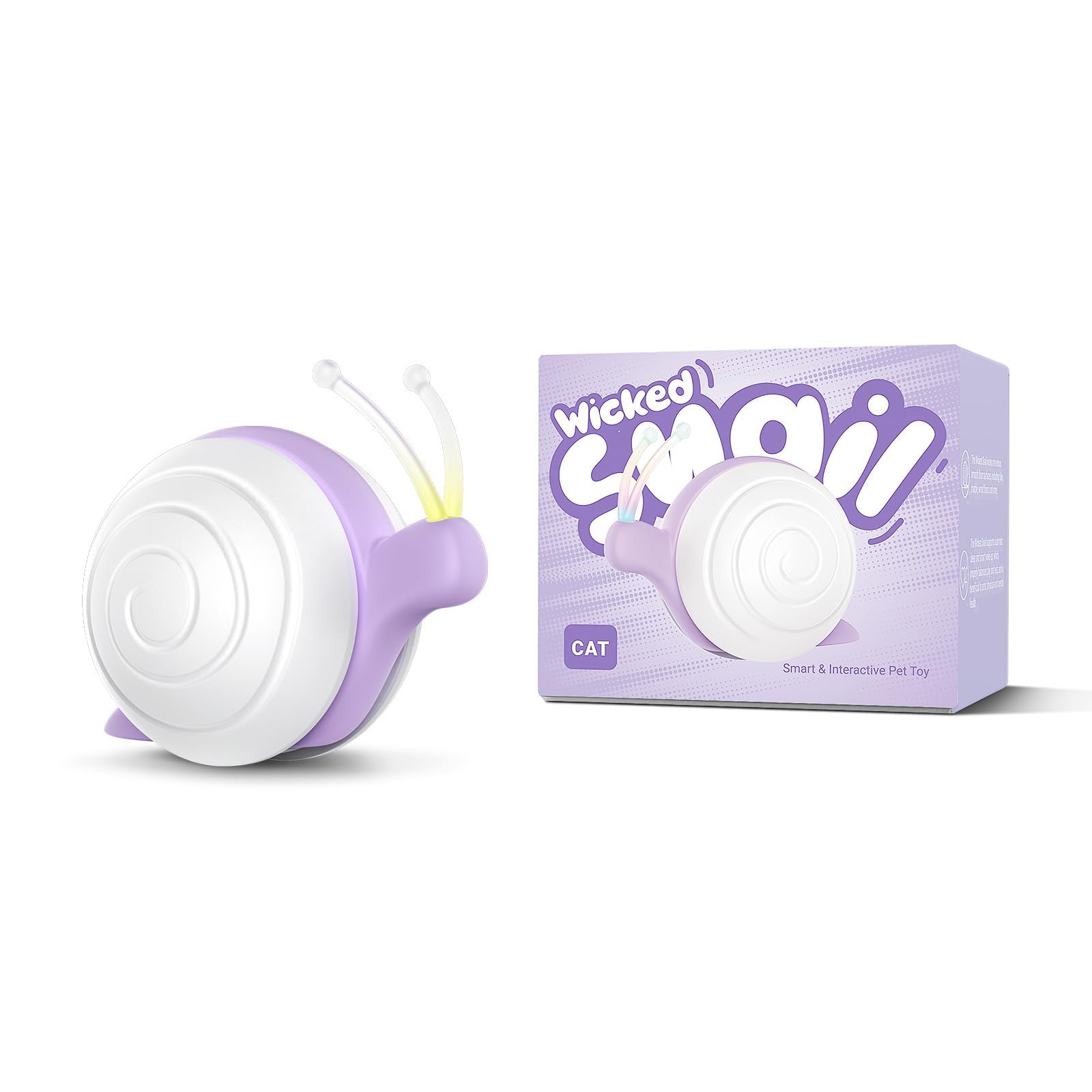 Cheerble Interactive Cat Toy for Indoor Cats, Wicked Snail, [2024 Upgraded] Kitten Toys, Automatic Cat Toys with LED Lights, DC Rechargeable Moving