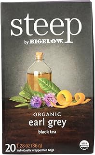 steep by Bigelow Organic Earl Grey Black Tea Bags, 20 Count Box Caffeinated Black Tea