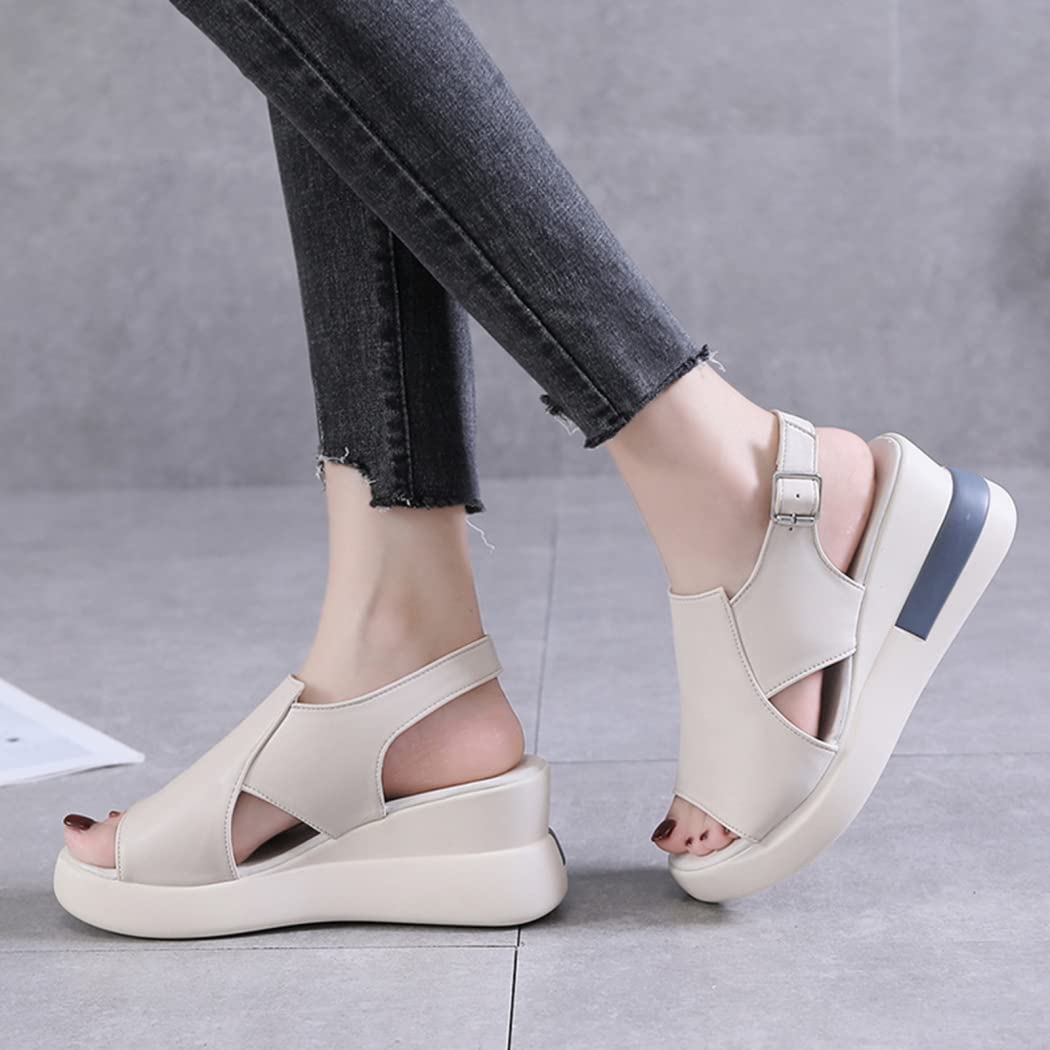 Sandales compensées plateforme avec bride cheville anti-fatigue