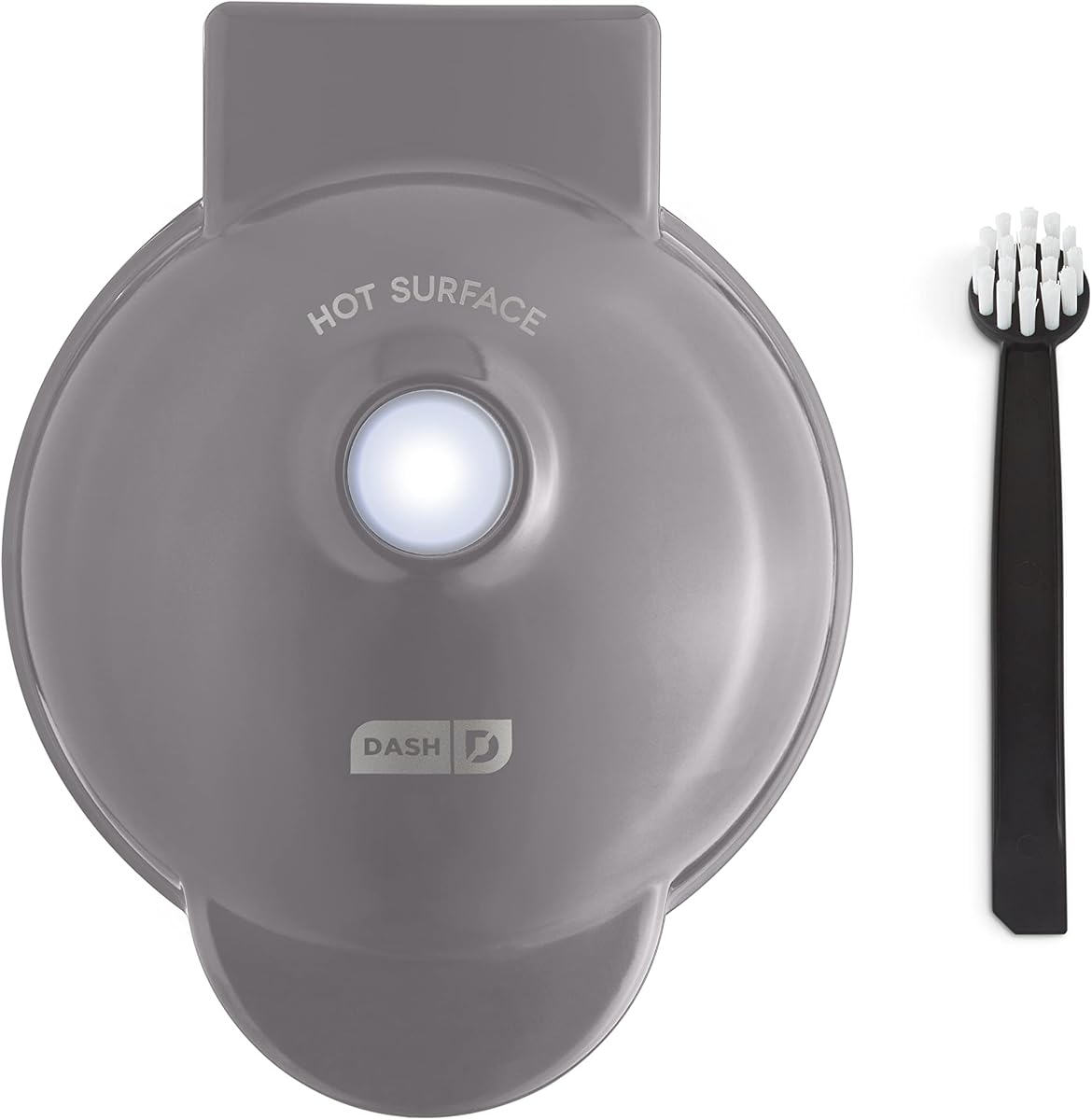 Mini gofrera de lujo - Aparato de desayuno compacto y fácil de limpiar - Cómodo envoltorio para cable - Cepillo de limpieza incluido - 4 pulgadas - Gris tormenta