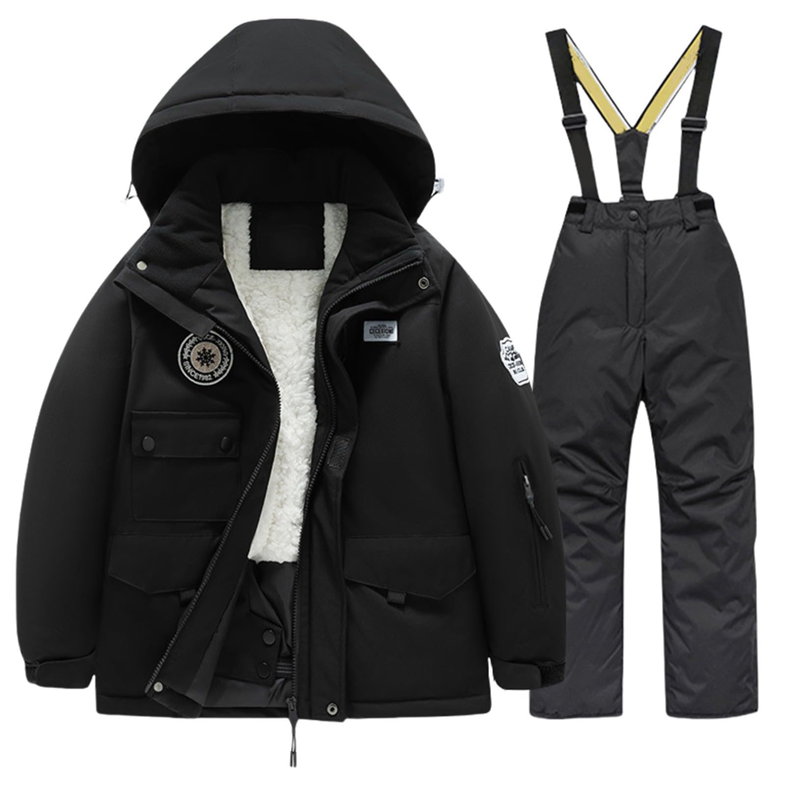 Generisch Schneeanzug Kinder Baby Mädchen Jungen Schneeanzüge 2 Stück Daunenjacke Winter Bekleidungsset Kinder Winterjacke + Schneelatzhose Kleinkind Daunenhose Skianzug Kinderskianzug Skianzüge