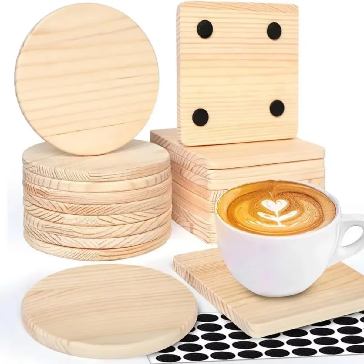 Posavasos de madera personalizados, posavasos de madera grabados, posavasos de madera personalizados para bebidas, posavasos personalizados (50 unidades, redondos)