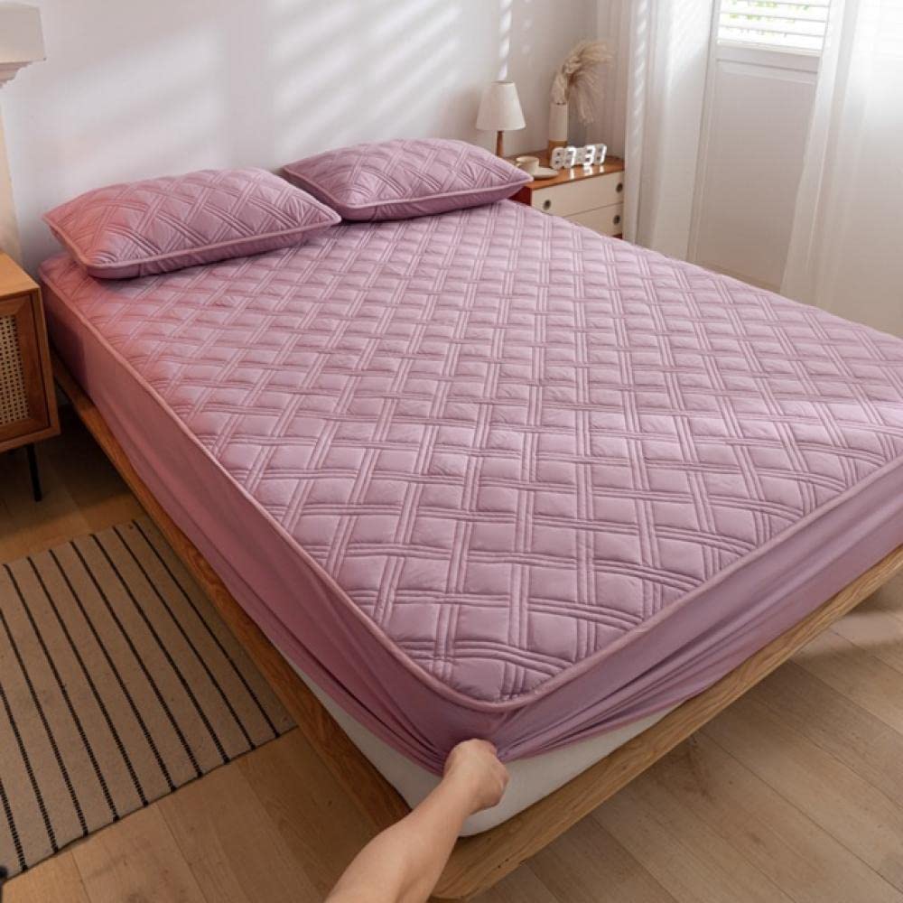 Fitted Sheet for Queen Mattress Twinpink Thick Cotton Quilted Mattress Protector Cover Washable Bed Cover and Pillow Case