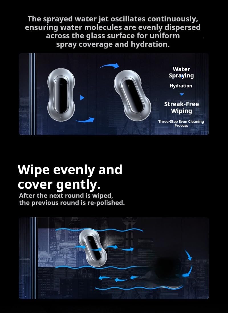 Robot automático de limpieza de ventanas con spray de doble cara, limpiador inteligente de vidrio con control remoto para el hogar, ventanas altas y vidrio sin marco