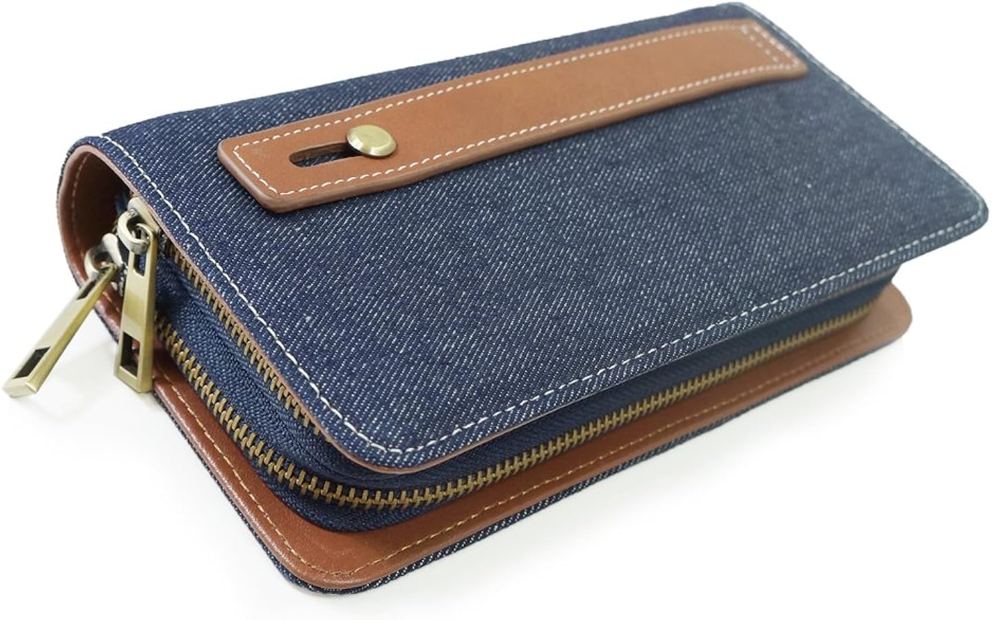 Amazon.co.jp: [キーズ] 財布 長財布 デニム ラウンド 2段ファスナー