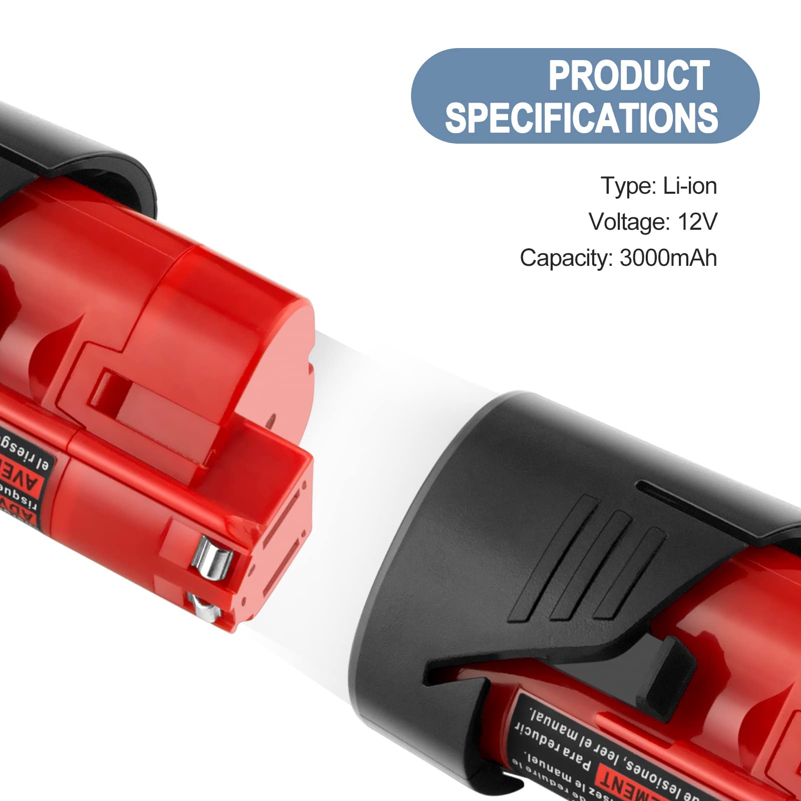 Batería De Repuesto 12V 8.0Ah Para Herramientas Milwaukee M12 – Compatible Con 48-11-2420 Y Modelos XC