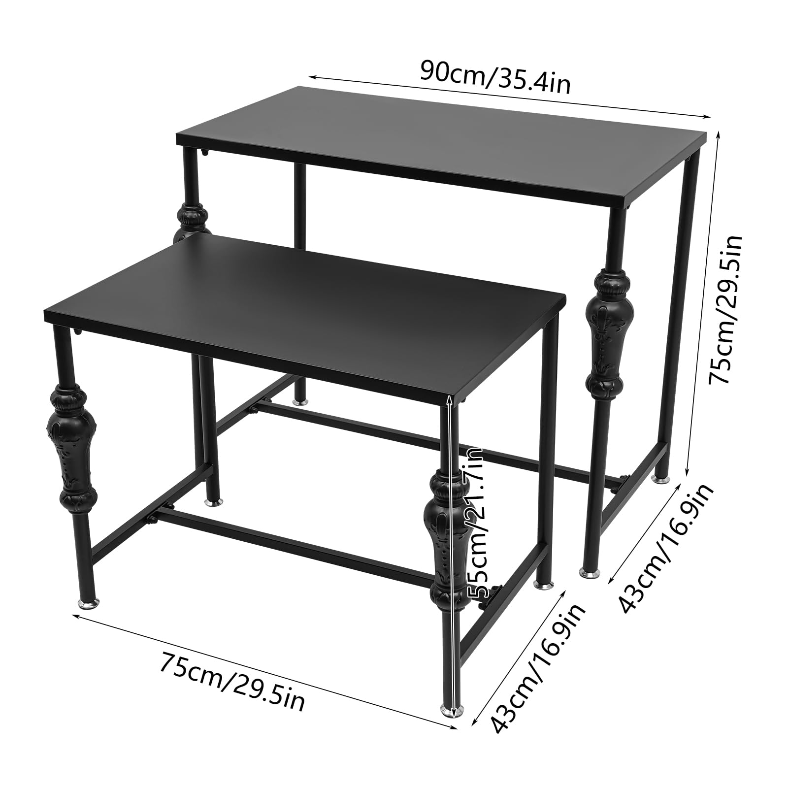 HAPPCUCOE Industrial Retail Display Tables, Standing Clothing Shoes Display Rack, Adjustable Feet, Storage Shelves for Clothing Stores, 29.53