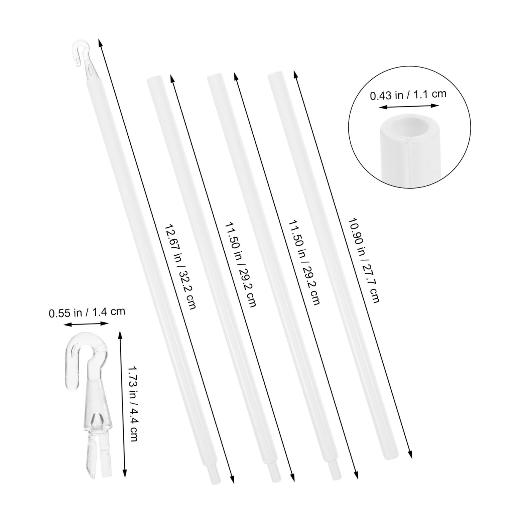 Hemobllo 1Set Curtain Wand with Hooks Detachable Tilt Rod for Window Blinds Material Effortless Installation Replacement Accessories for Home Use