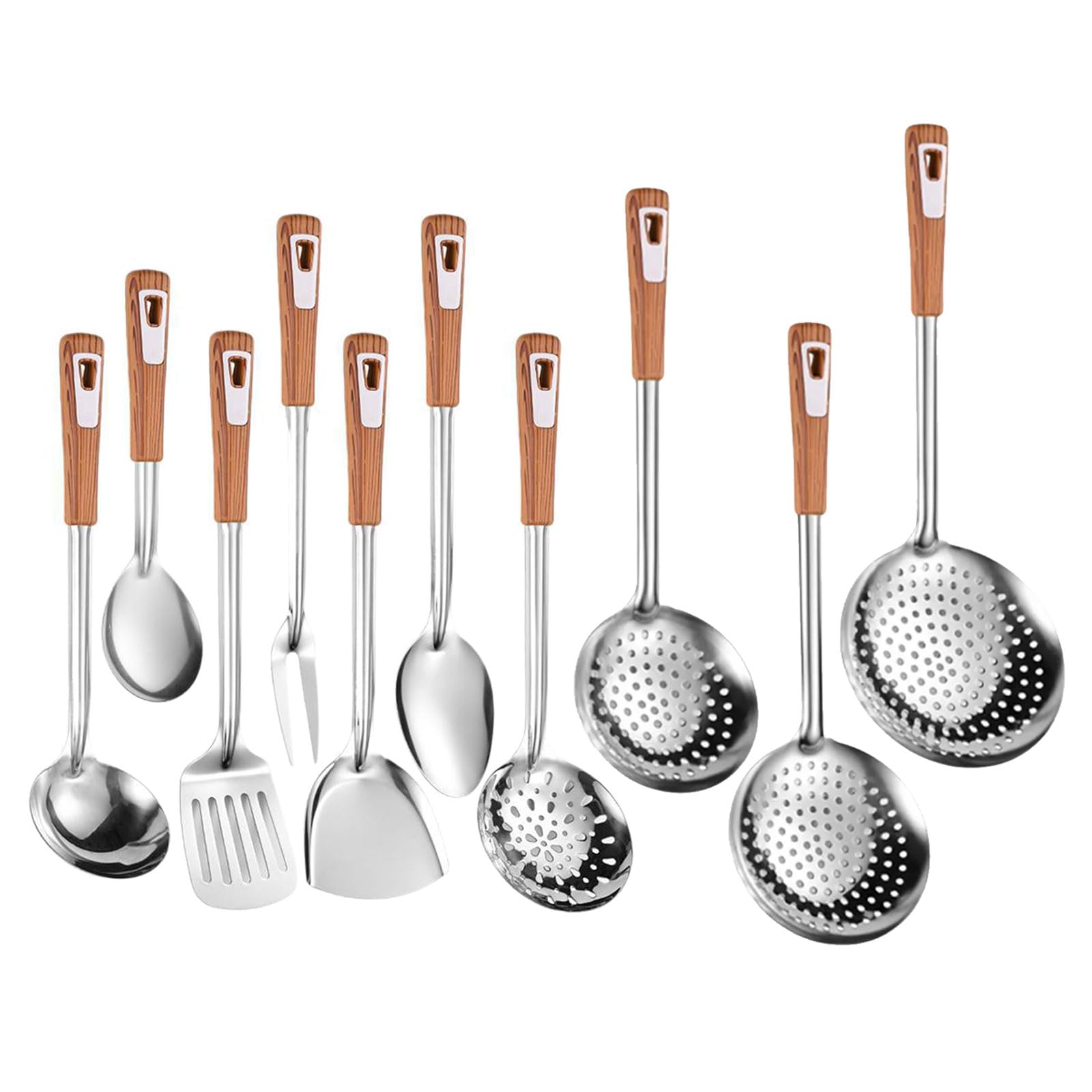 MICFENY 10Pieces 201Stainless Steel Cookware Accessories Important Kitchen Tool Kitchen Utensils Cooking Cutlery for Cooking