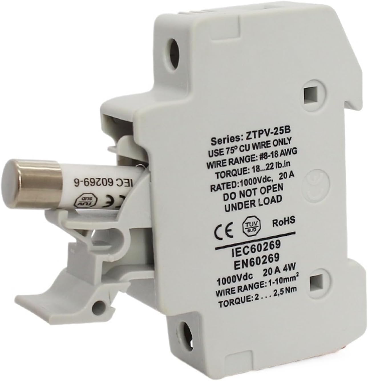 1 Set 1000V Solar PV Fuse Holder with Fuse 1A to 30A 1000V DC Fusible 10x38 GPV(1A)