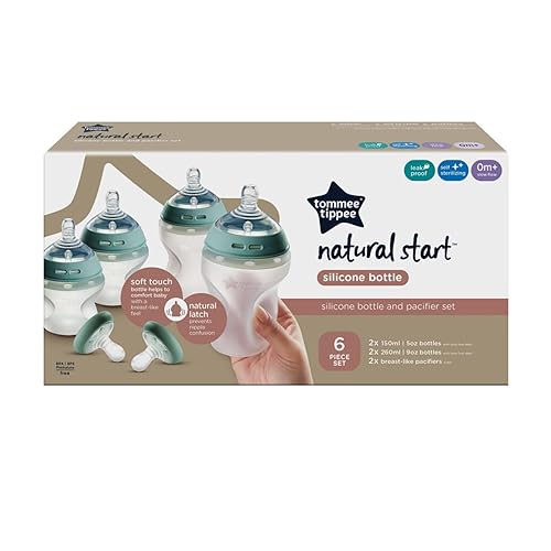Miniatura 9 de Tommee Tippee Natural Start - Juego de biberones y chupetes de silicona, 5 onzas y 9 onzas, 0 meses en adelante, pezón de flujo lento para un cierre