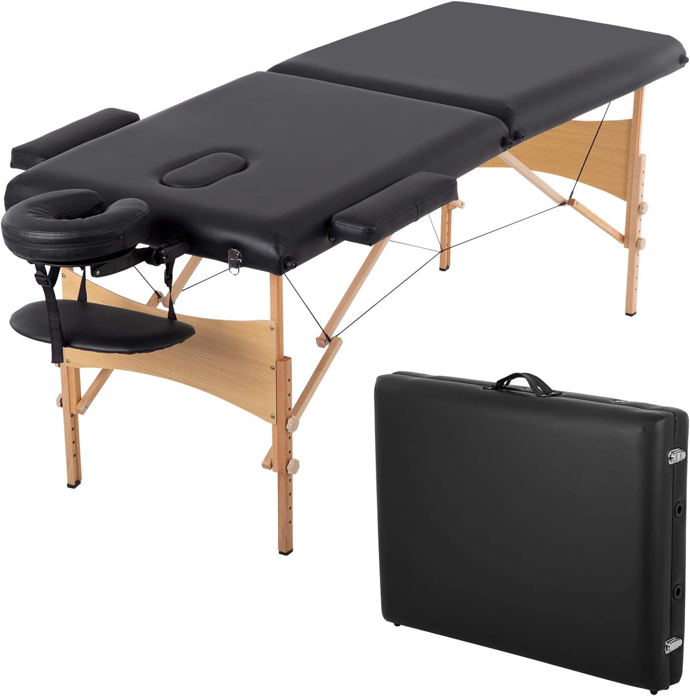 Massage Bed Portable Massage Table 28 inch Wide Lash Bed Height Adjustable 2 Folding Spa Table with Non-Woven Bag for Spa Footmassage Facial CareSpa Tattoo