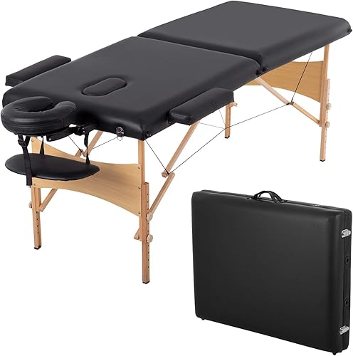 Mesa de masaje, cama de masaje de pestañas, cama de spa, mesa de masaje ajustable de 77 pulgadas de largo, 28 pulgadas de ancho, 2 pliegues, cama de