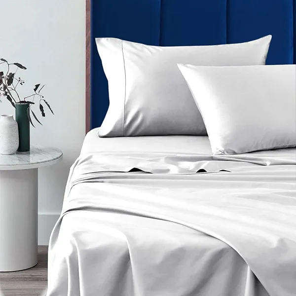 Pizuna Pure 100% Luxury Cotton Bed Sheets Set King Size White, 1000 Thread Count Long Staple Cotton Sateen Thick Sheet & Pillowcase Set, Deep Sheets fits 15" (Combed Cotton Bed Sheet Set)