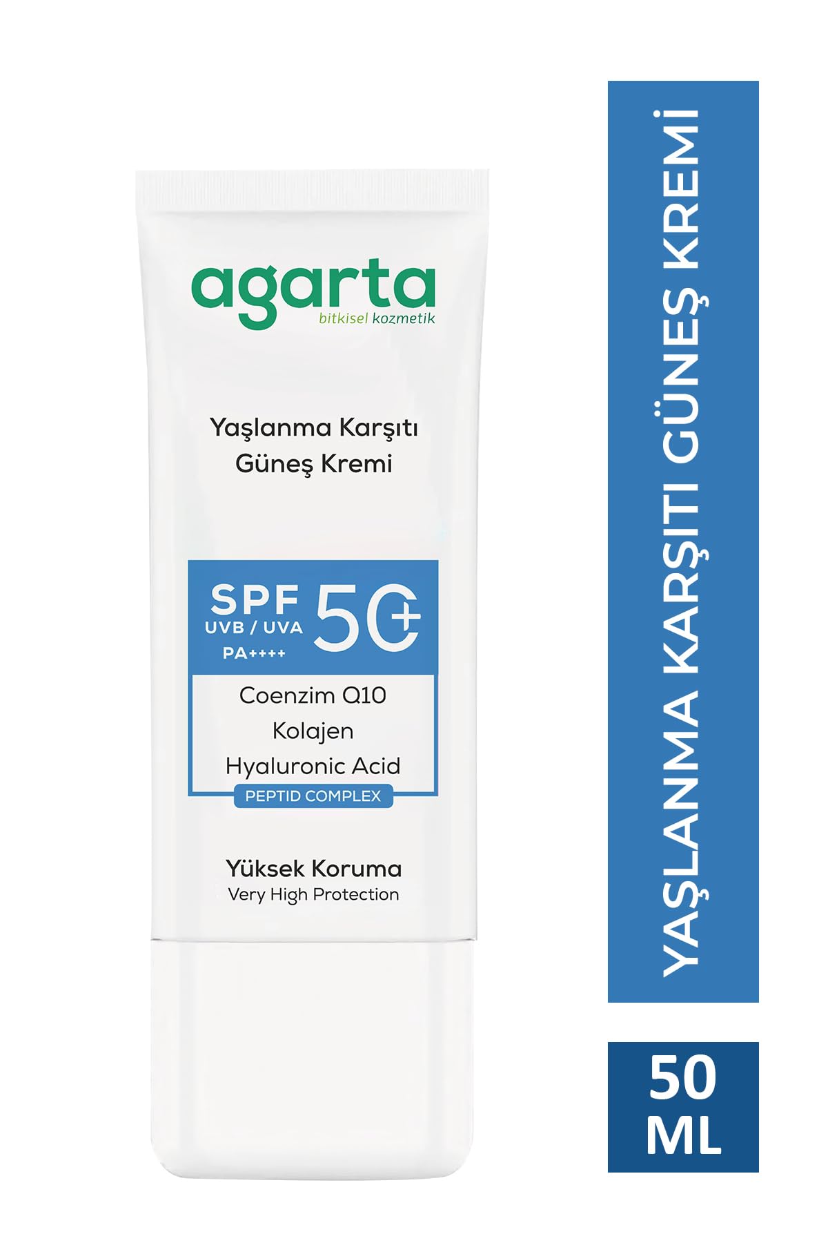 Agarta Yaşlanma Karşıtı Güneş Kremi, Collagen Destekli, SPF 50+, 50 ml
