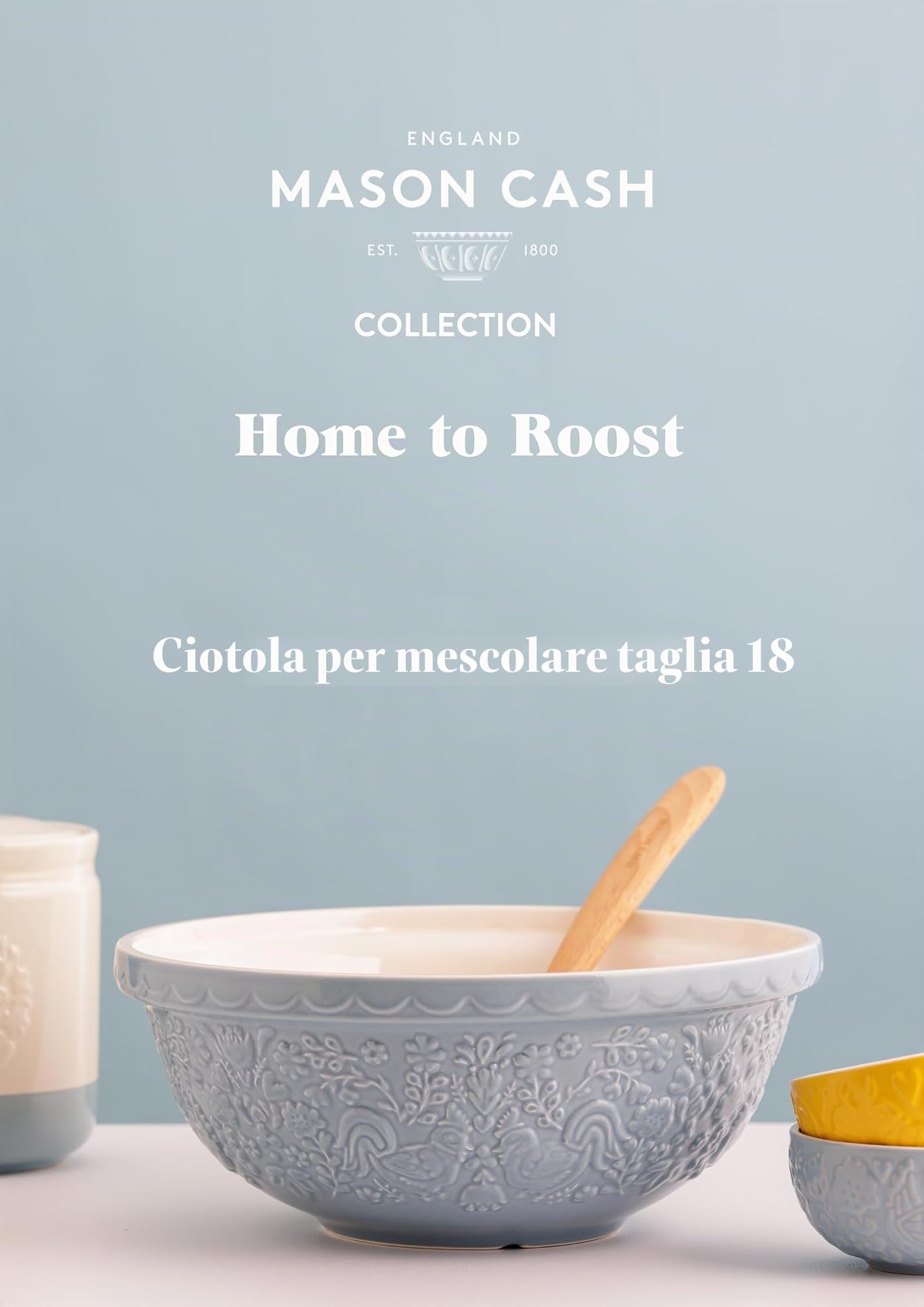 Mason Cash Home to Roost - Ciotola per mescolare 26 cm, 2,7 l, in terracotta con gallina e galletto in rilievo, ideale per impasti, pasticcini, torte e biscotti, lavabile in lavastoviglie e