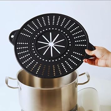Silicone Splatter Screen,silicone Splatter Guard for Frying Pan,Multi-Use Grease Splatter Guard,12 Non-Stick Oil Splatter Guard (Black)