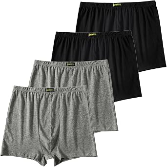 Cotton Mens Boxer Shorts Underwear,Plus Size Boxer Brief, Loose Fit Soft Stretchy Trunks 4 Pack,US M-4XL