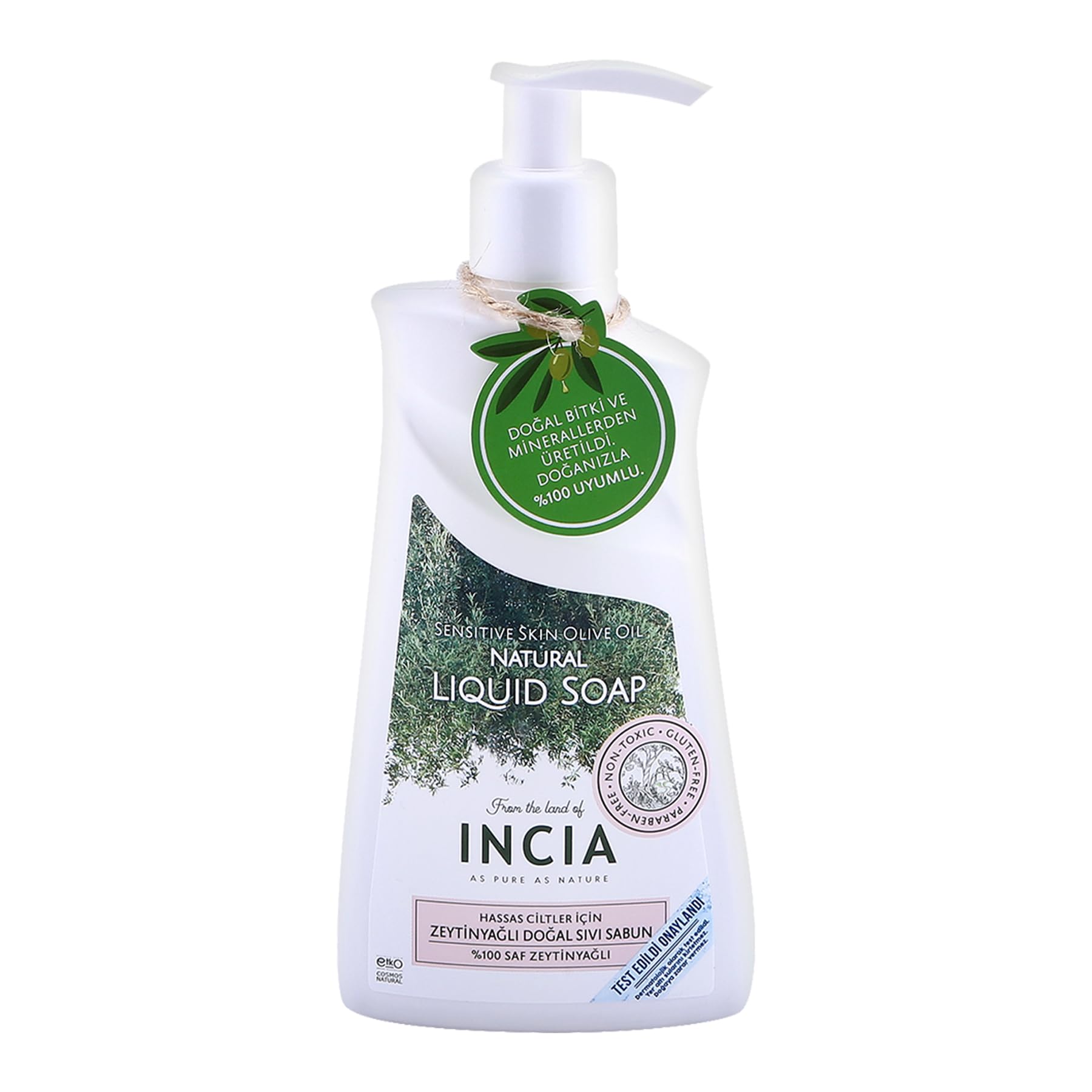 INCIA%100 Doğal Sıvı Kastil Sabunu Hassas Ciltler İçin Zeytinyağlı 10 Bitkisel Değerli Yağ Vegan 250 ml