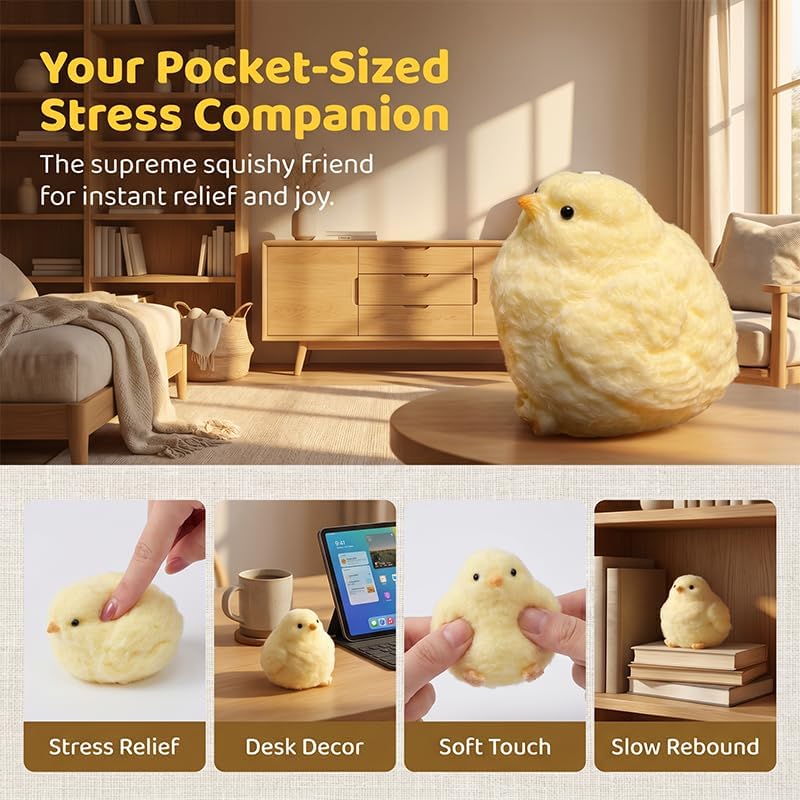 Squishy Fidget Toys, Chick Squeeze Toys with Egg, Slow Rising Squishy Stress Ball for Adults, Cute Sensory Fidget Toy, Squeeze Toy for Party Favors Birthday Gift image 3