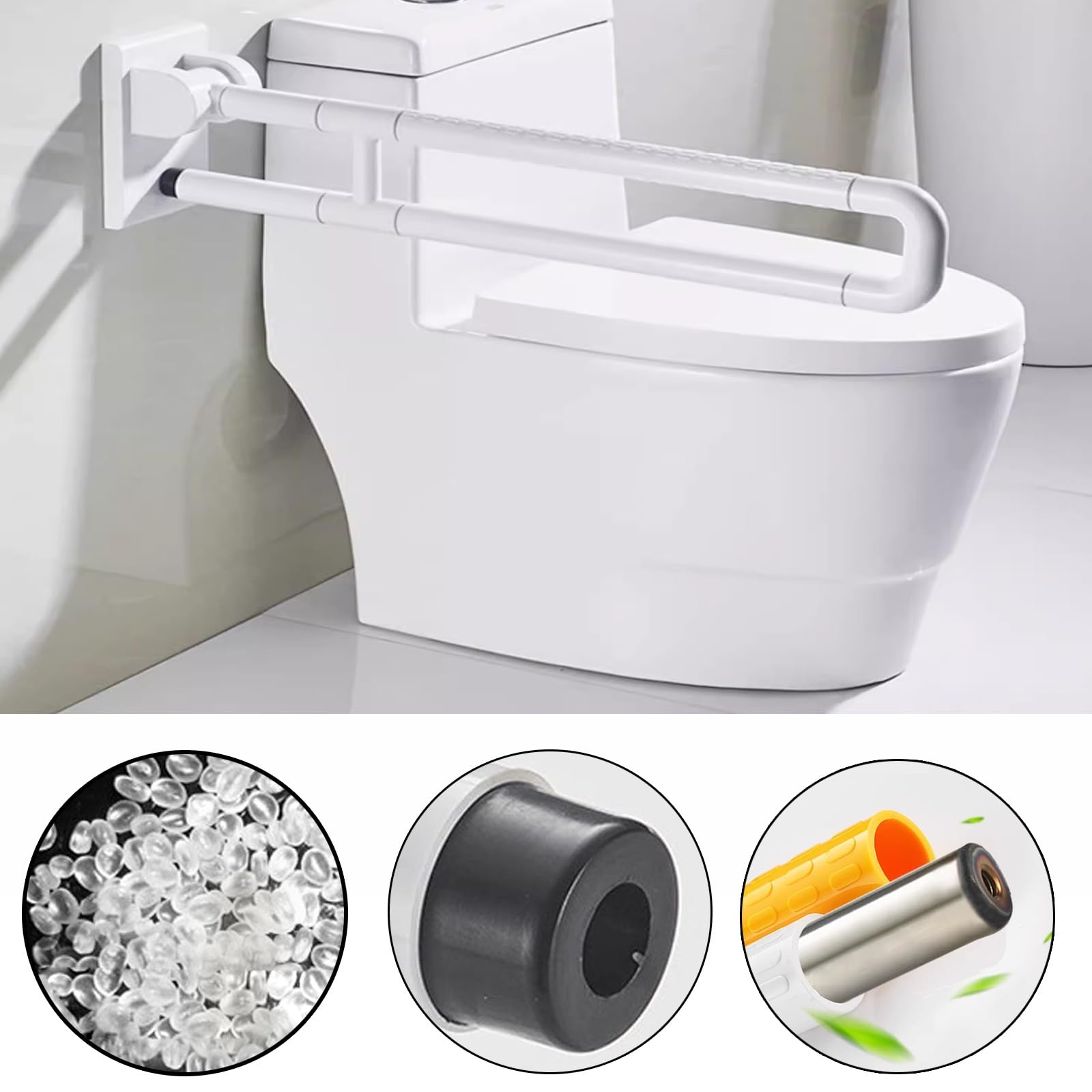 Apoyo Plegables, Agarraderas Baño Para Mayores, Manija de Acero Inoxidable y Nailon, for Personas Mayores y Discapacitadas.(White,60cm/24in)