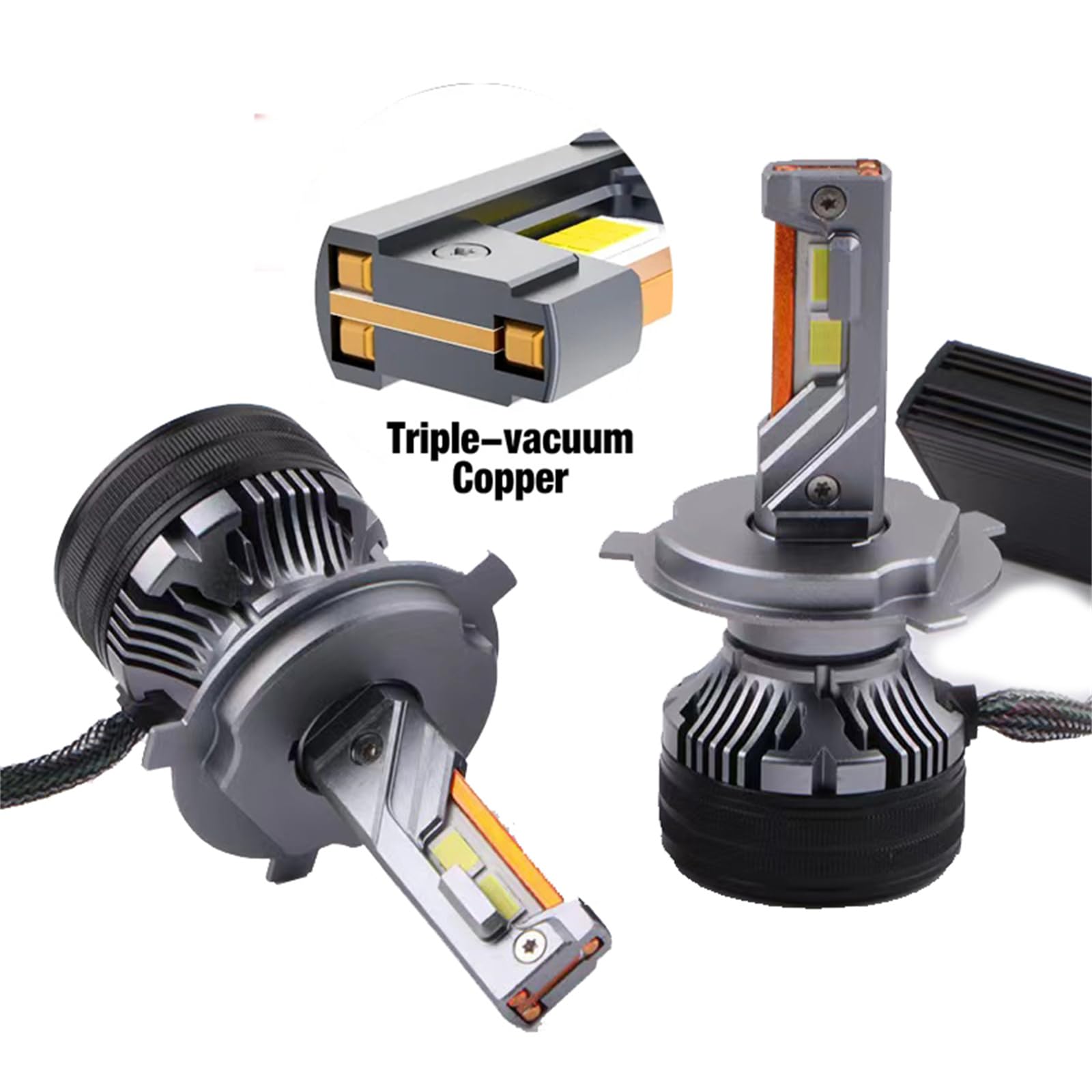 Lampadine per Fari A LED, Fari A LED Luminosi da 20000 Lumen, Kit di Conversione Fari A LED Bianco Freddo 6000K IP68 Impermeabile, Installazione Rapida, Confezione da 2,H4