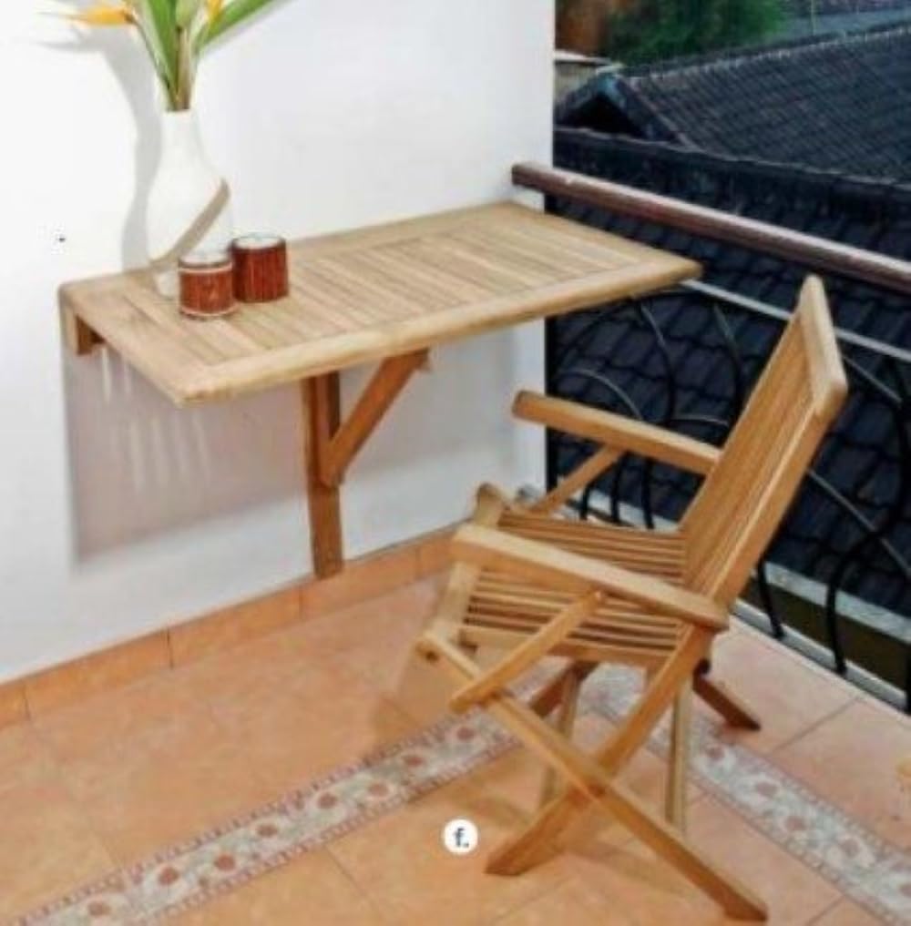Wandklapptisch Teakholz Eckig Sondrio Massivholz Wetterfest, Terassenmöbel, Witterungsbeständig, Teakmöbel, Klapptisch, Massivholztisch, FLEGT-lizenziert (50 x 50 cm)