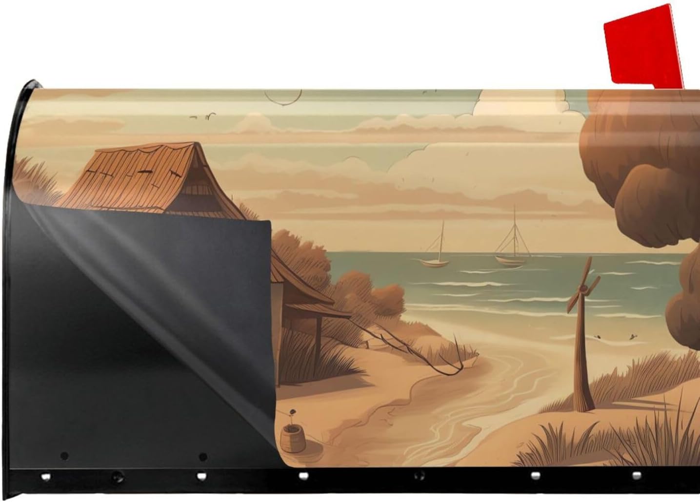 Mailbox Cover Mailbox Wraps Post Letter Box Cover House by The Beach Mailbox Post Cover for Garden Yard Decor 25.5x21 in