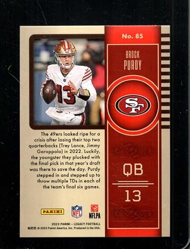 Vista 2 de 2023 PANINI LEGACY #85 BROCK PURDY NMMT 49ERS